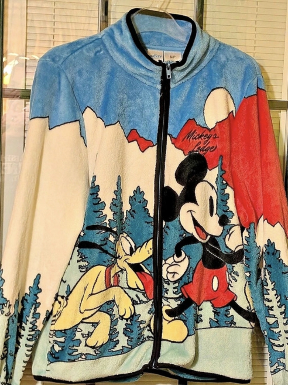 Disney Mickey's Lodge Fleece Zip-Up Jacket Blue & Red Girls Small
